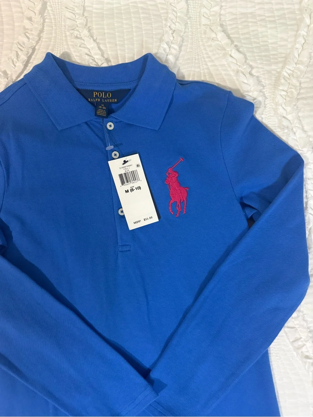 Polo by Ralph Lauren Royal Blue Long-Sleeve Polo Dress with Red Pony